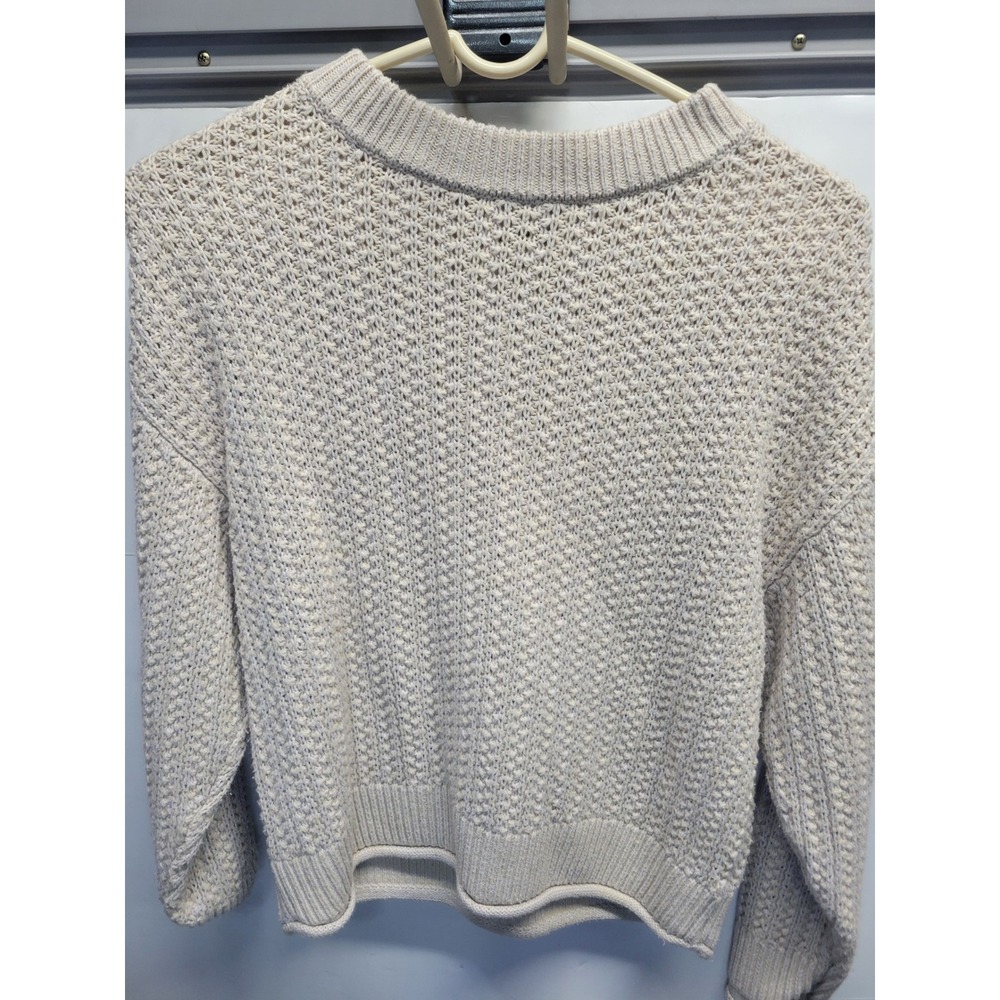 Universal Thread Oatmeal Beige Textured Knit Crewneck Sweater Womens XS Boxy Fit